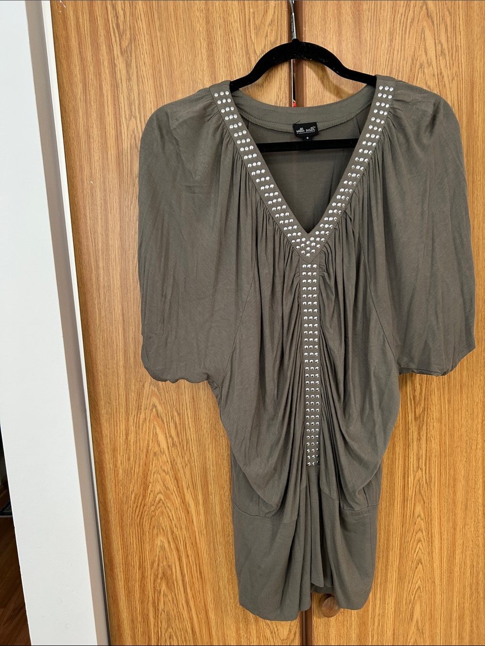 Olive V-Neck Studded Tunic